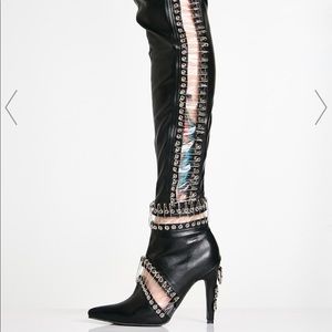 Black thigh high boots